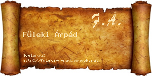 Füleki Árpád névjegykártya